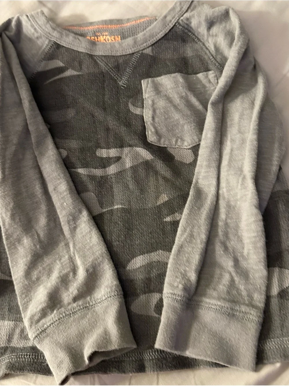 OshKosh B'gosh Gray and Black Camo Pocket Tee